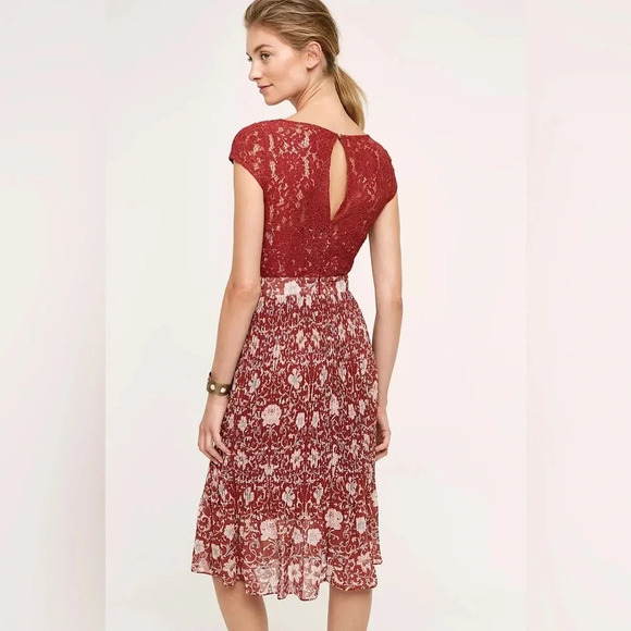 Anthropologie Plenty by Tracy Reese Red Lace Arcadia Midi Dress Size 6 - Picture 4 of 11